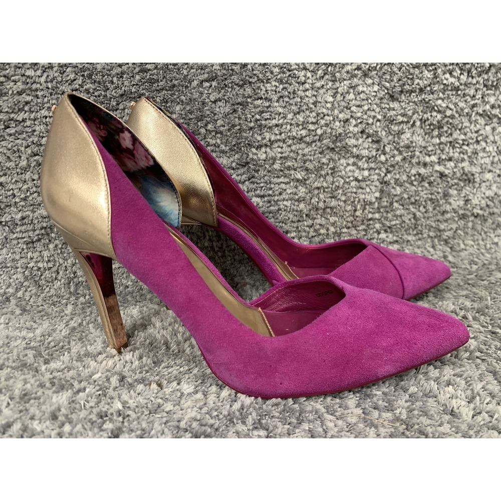 Ted Baker‎ Heels Women's Size 8.5 London Pink and Gold Suede Shoes